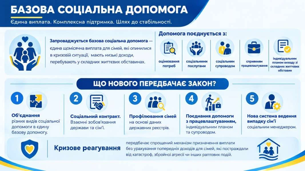 основне зображення для Базова соціальна допомога з 01.01.2028  замість кількох виплат: Комітет рекомендує схвалити у ІІ читанні