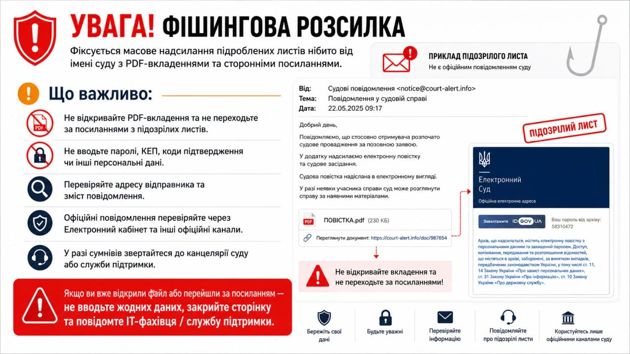 основне зображення для Шахраї маскують підроблені листи під повідомлення суду: як не потрапити на гачок