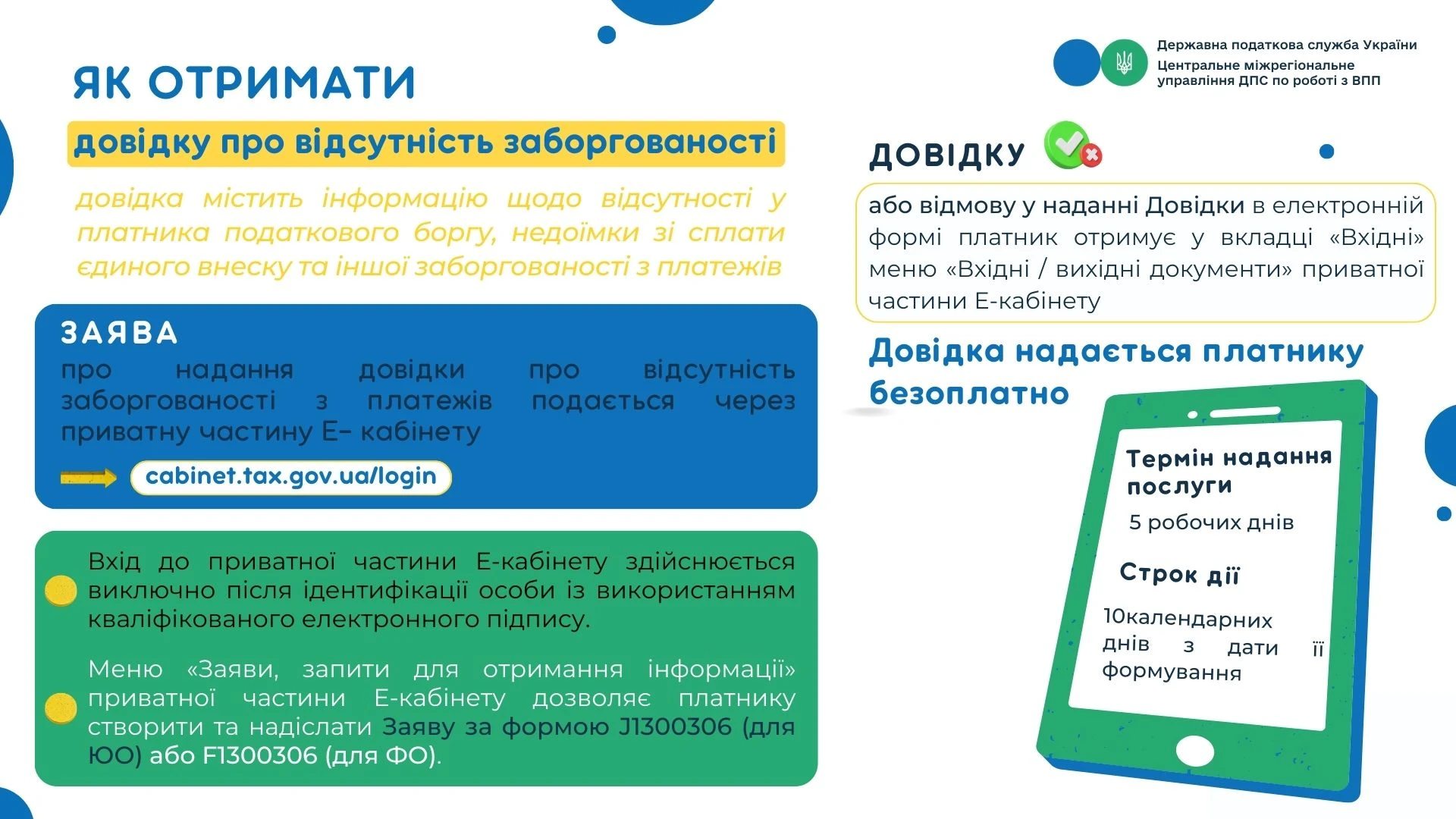 основне зображення для Алгоритм отримання довідки про відсутність податкового боргу