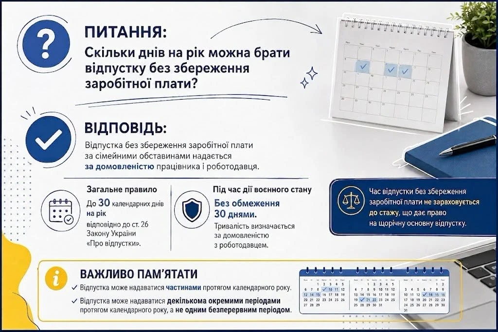 основне зображення для Держпраці пояснила, чи можна брати відпустку без збереження зарплати частинами