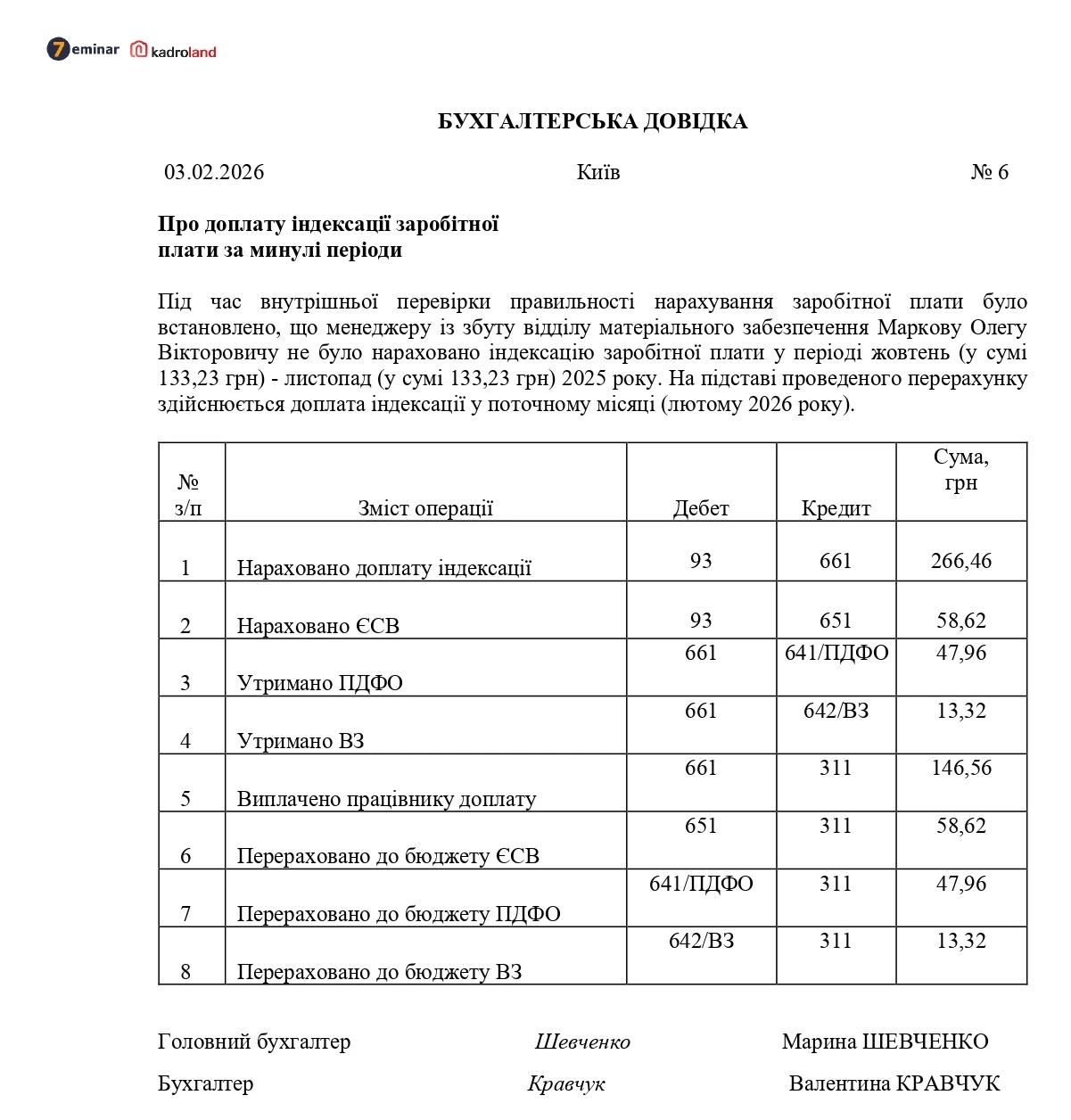 основне зображення для Доплата індексації заробітної плати за минулі періоди: зразок бухгалтерської довідки