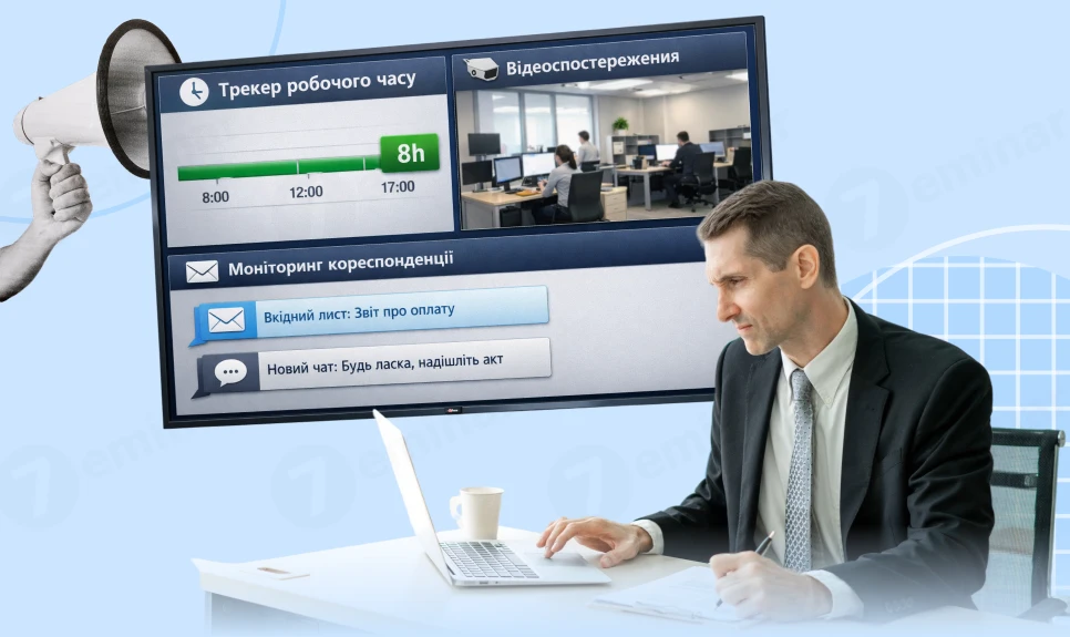 основне зображення для Контроль працівників: трекер робочого часу, відеоспостереження, моніторинг кореспонденції