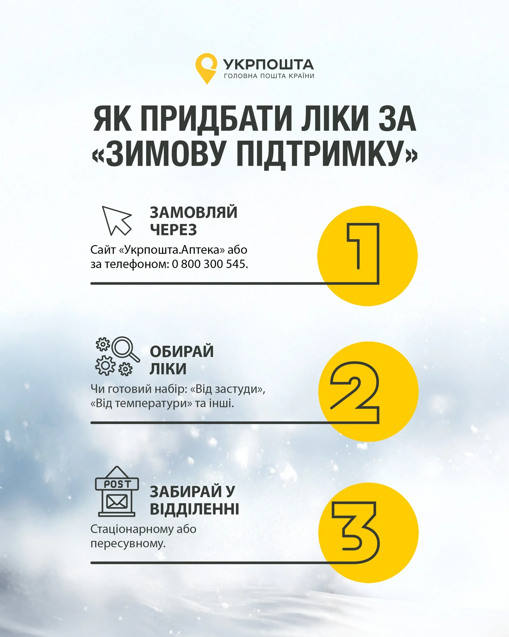 основне зображення для Ліки з доставкою Укрпоштою: доступна оплата коштами «Зимової підтримки»