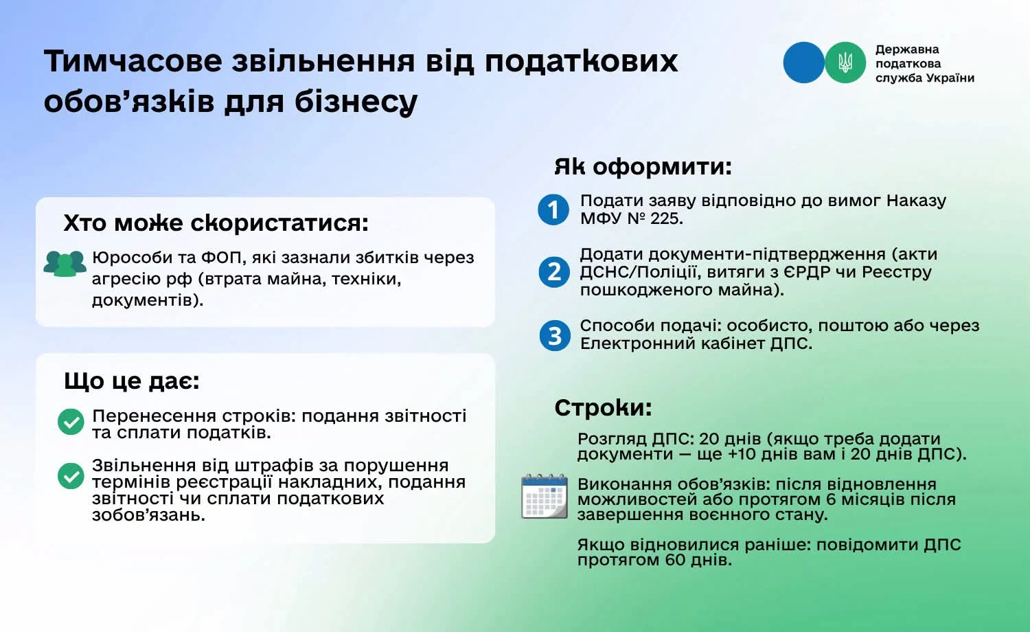 основне зображення для До 50 днів на рішення: як працює механізм звільнення бізнесу від податкових обов’язків під час форс-мажору