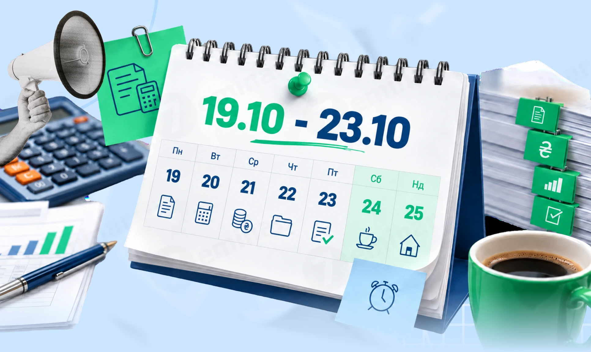 основне зображення для Не пропустіть дедлайни 19 – 23 жовтня: календар бухгалтера на тиждень