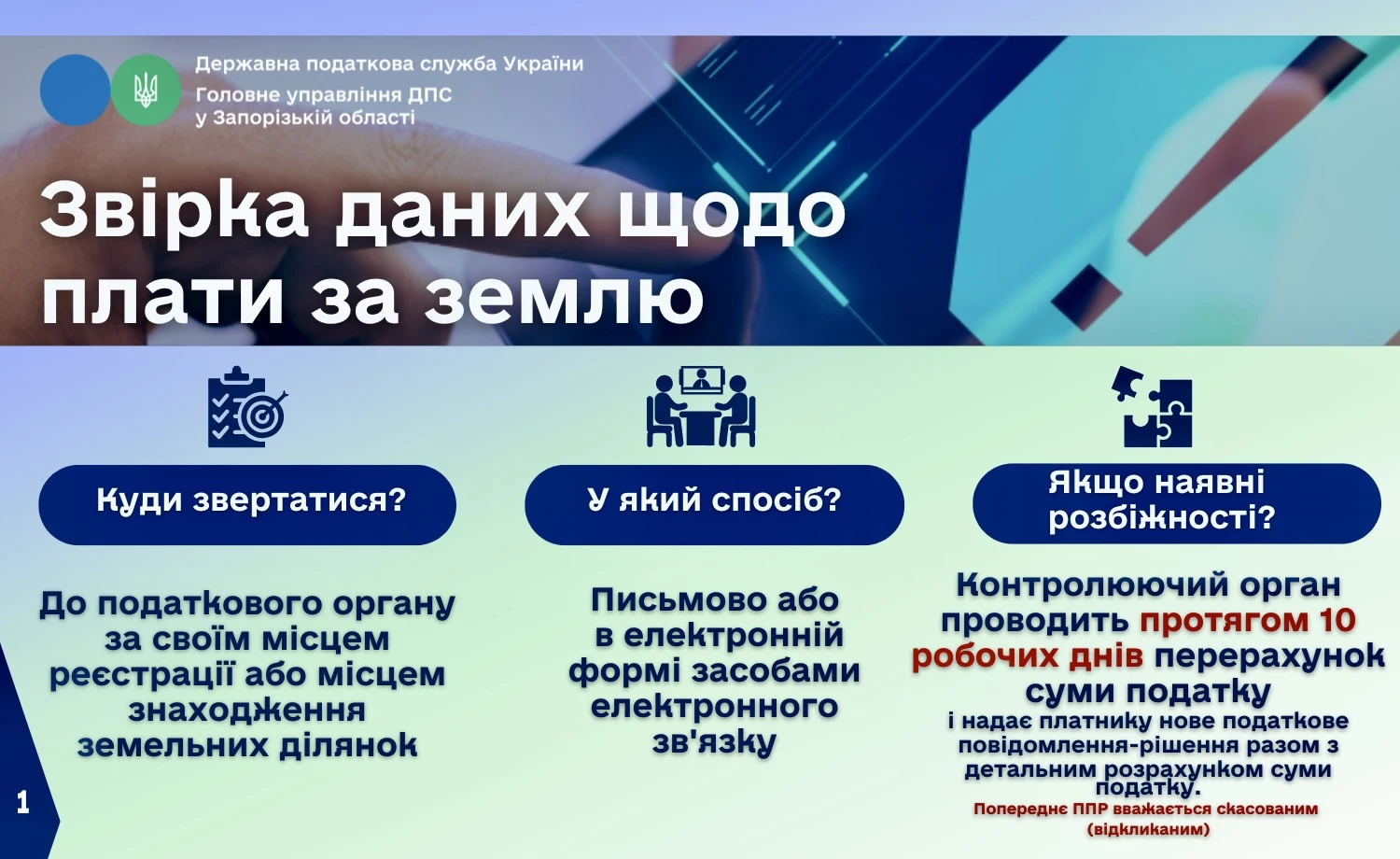 основне зображення для Плата за землю: куди звертатися для звірки даних