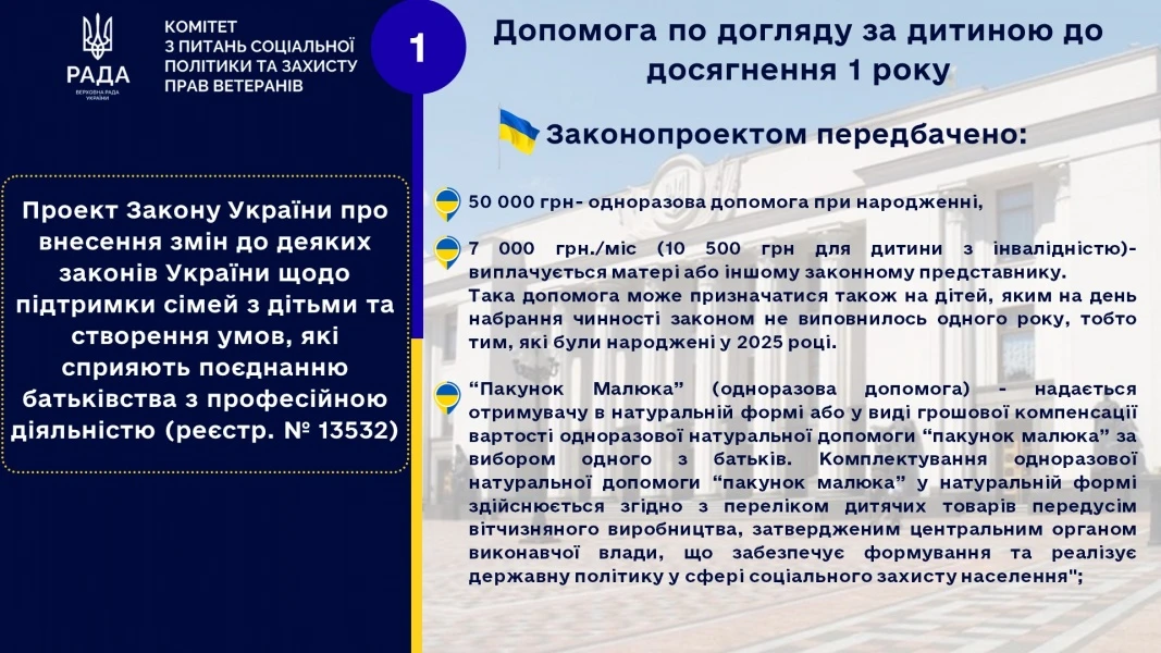 основне зображення для Допомогу у 7000 грн отримають діти, народжені у 2025 році: Комітет схвалив правки до законопроєкту №13532