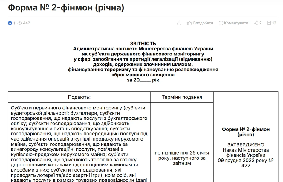 основне зображення для СПФМ: не пропустіть термін подачі звіту за формою №2-фінмон