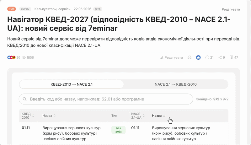 основне зображення для Як буде відбуватись зміна КВЕД 2010 на NACE 2.1-UA: автоматично чи через Дію