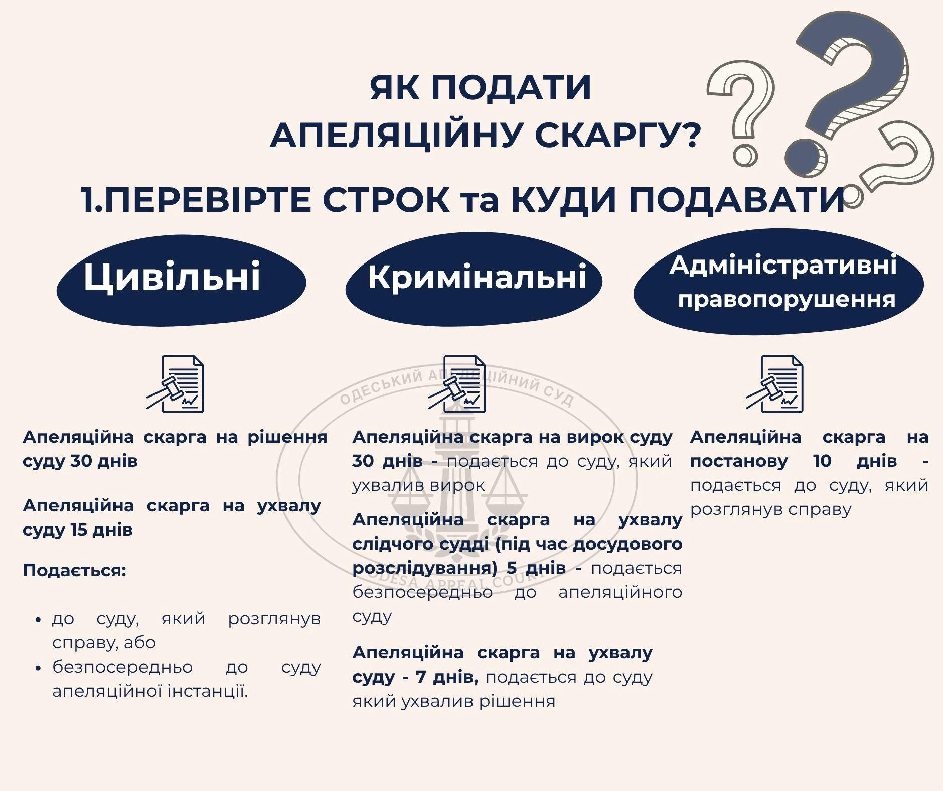основне зображення для Як правильно подати апеляцію: Одеський апеляційний суд зробив зрозумілу інфографіку для всіх