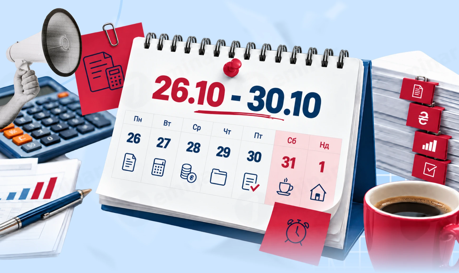 основне зображення для Які дедлайни чекають бухгалтера 26 – 30 жовтня: календар звітності та платежів