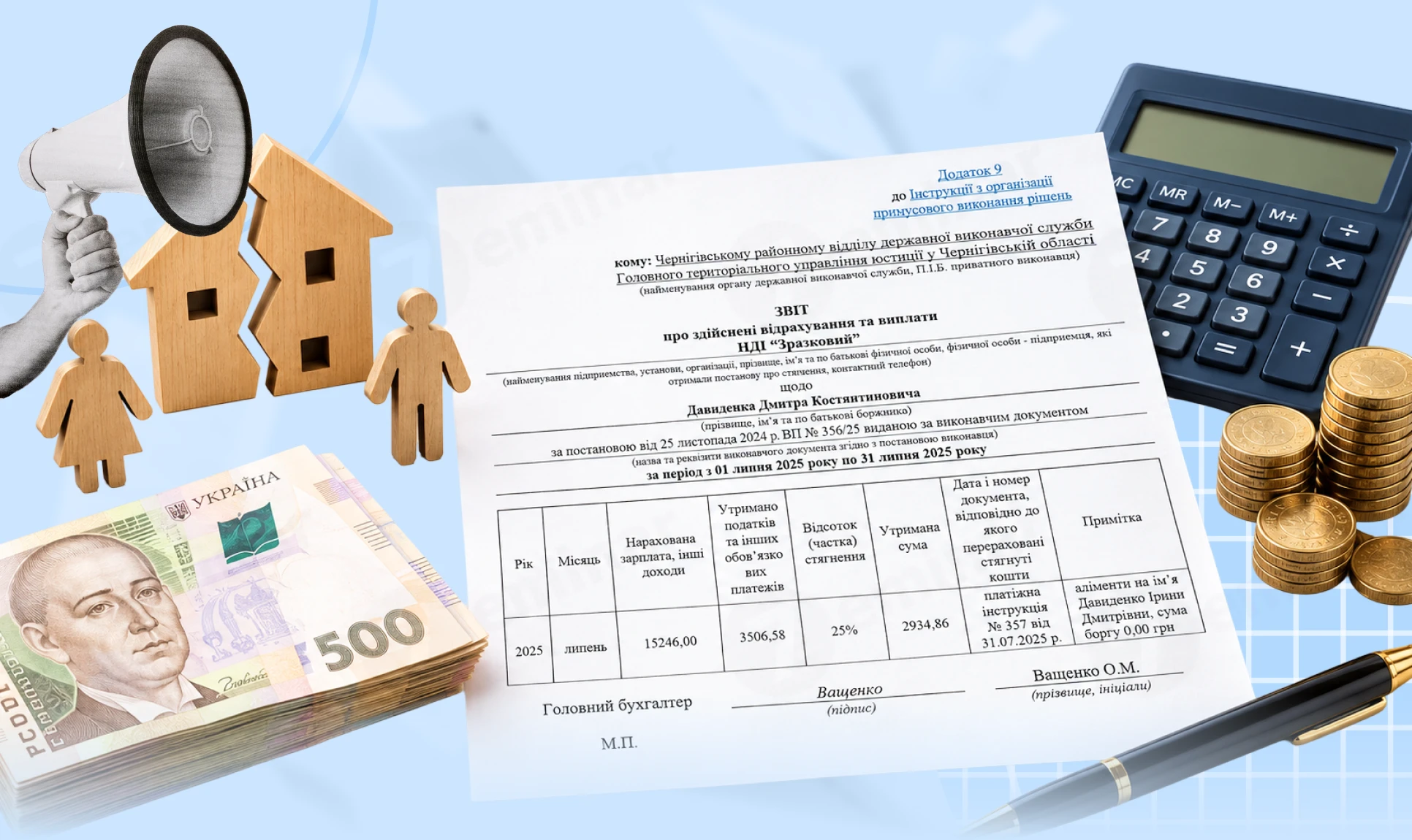 основне зображення для Звіт про здійснені відрахування та виплати аліментів у 2026 році: строки, заповнення та зразок